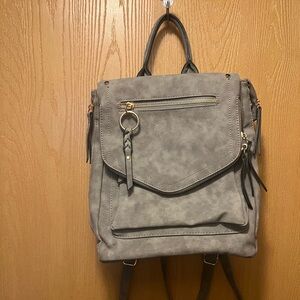 Gray Suede Backpack Purse